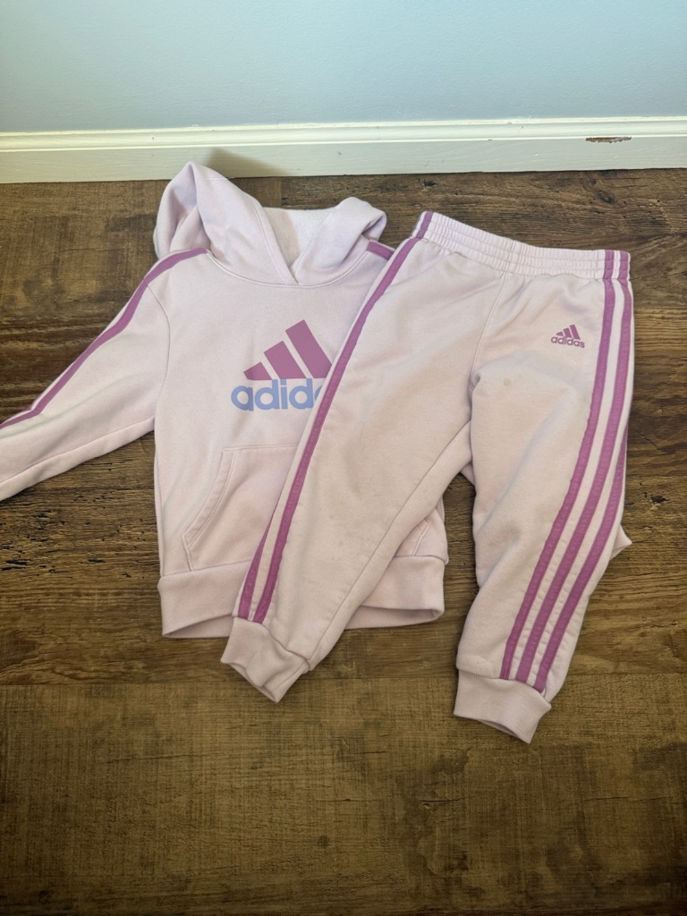 adidas Pink & Mauve Girls Sweatshirt and Joggers Set